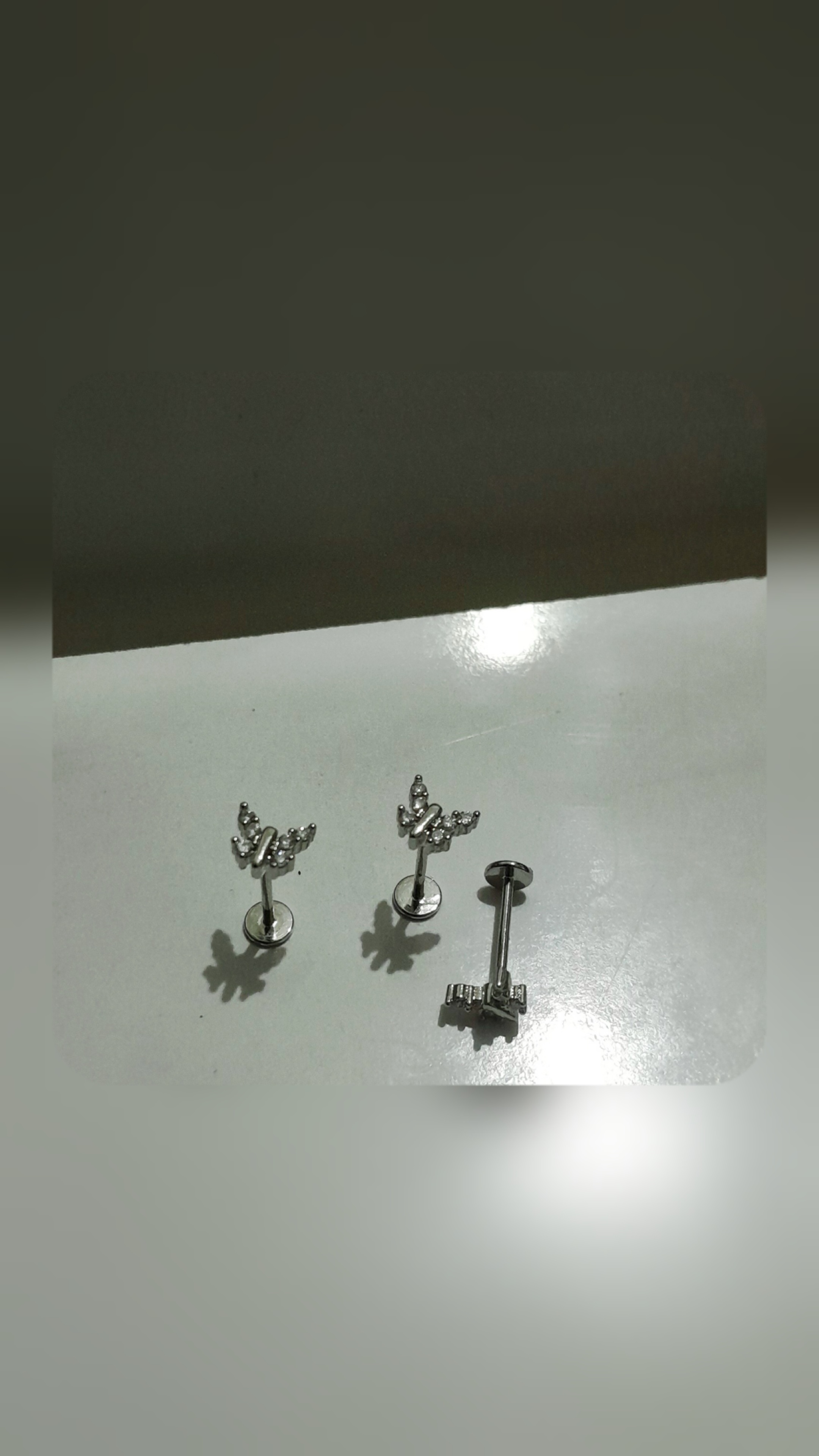 پیرسینگ جواهری گوش طرح پروانه ظریف
